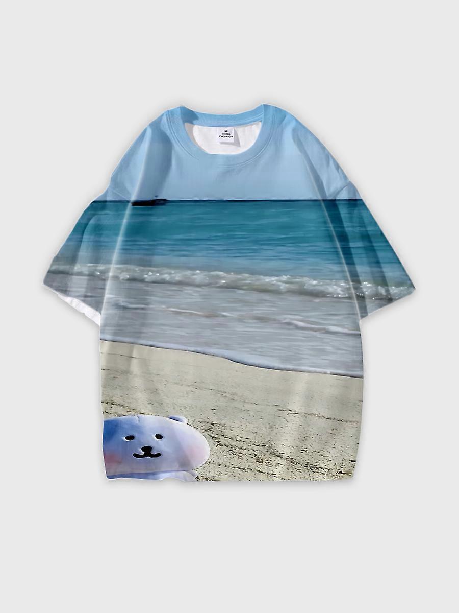 T-shirt round neck Comic book Role Pattern loose short sleeve D3099