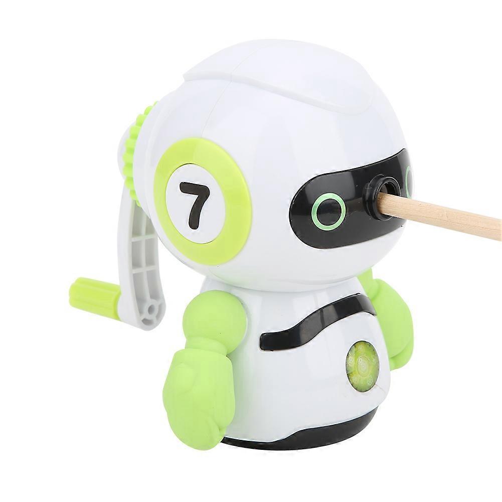Manual Pencil Sharpener Green Robot Shape ABS Plastic Stationery School Supplies