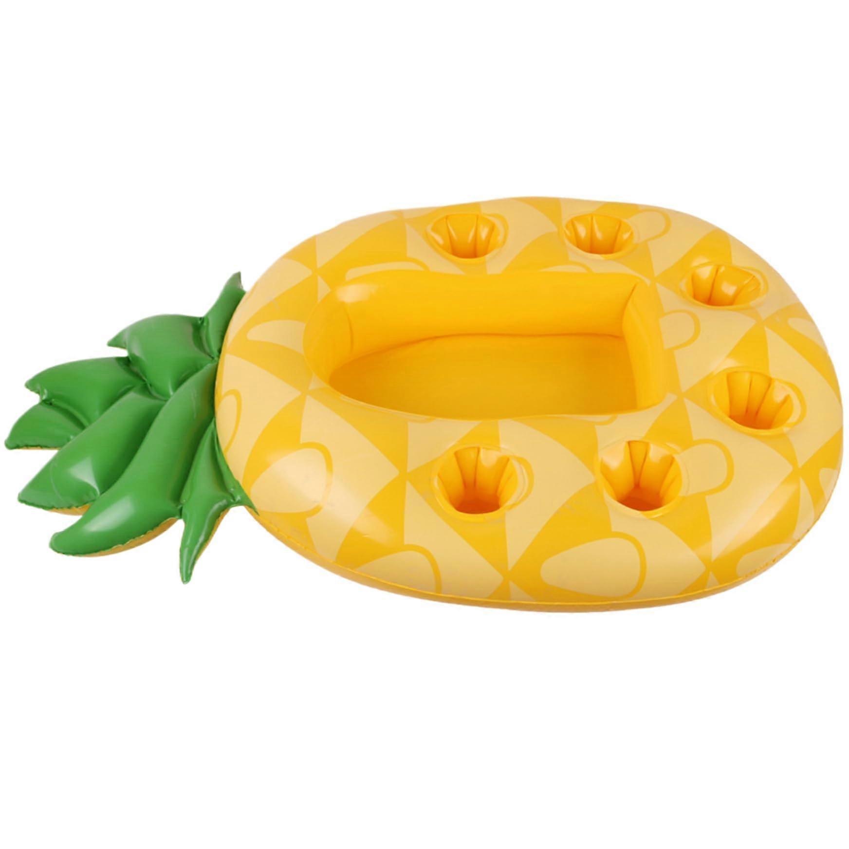 Drink floats for pool, inflatable pineapple drink holders, 33.5x21.7 PVC swimming pool with cup holders, portable floating holder for toys.
