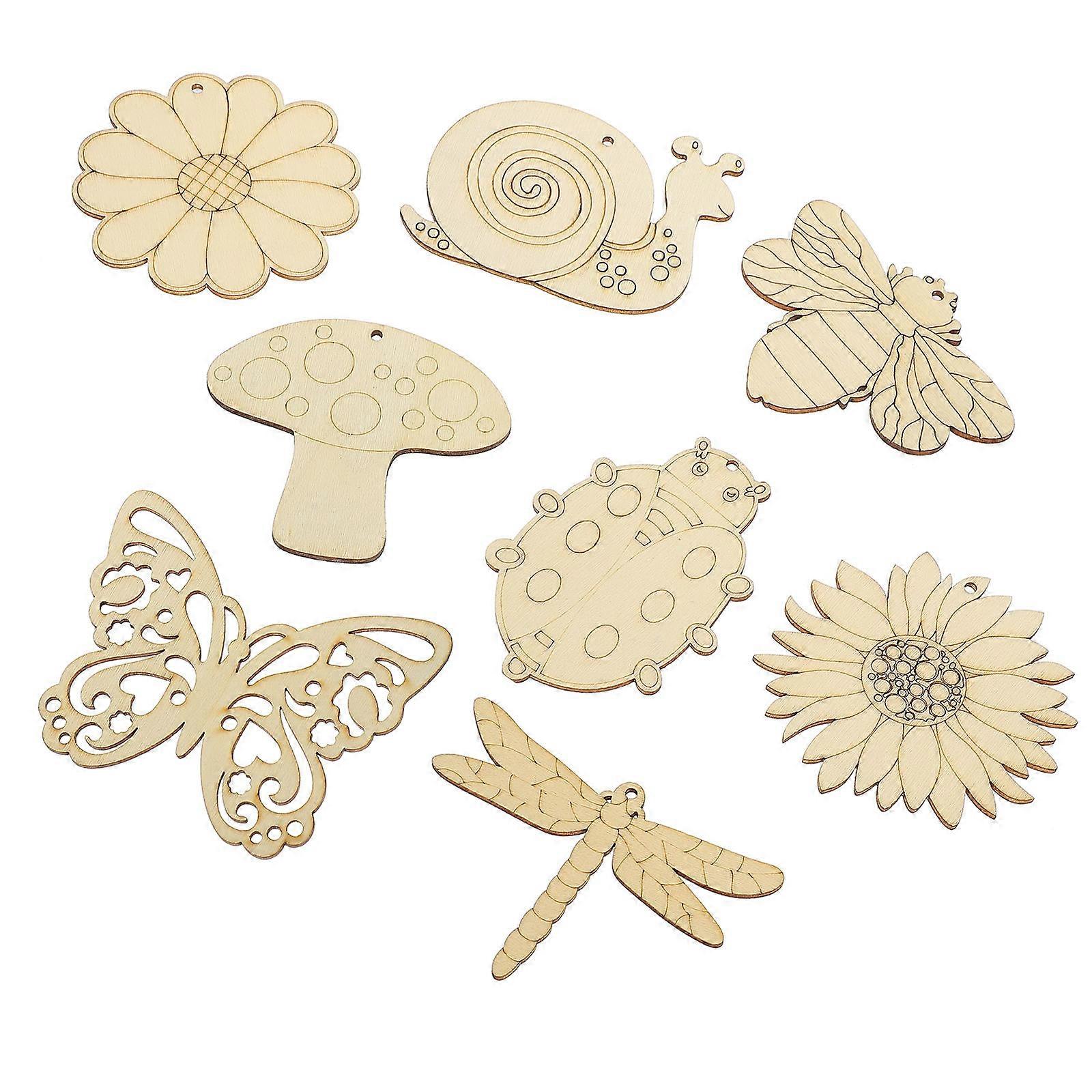 Unfinished Spring Wood Cutouts for Decoration Assorted Color Craft Projects Safe and Durable 80pcs