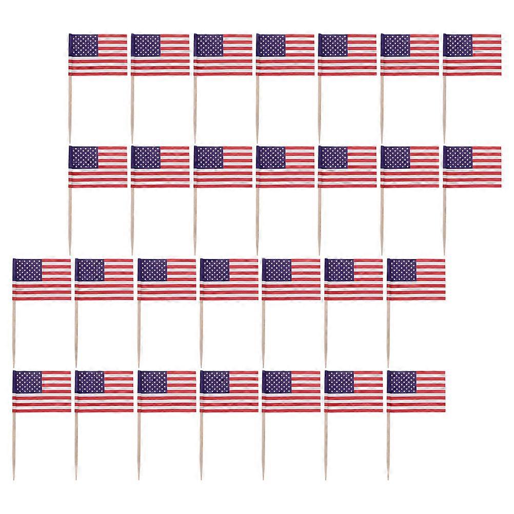 200pcs Flags Toothpick Decorative Dessert Fruit Toppers USA National Flag Picks