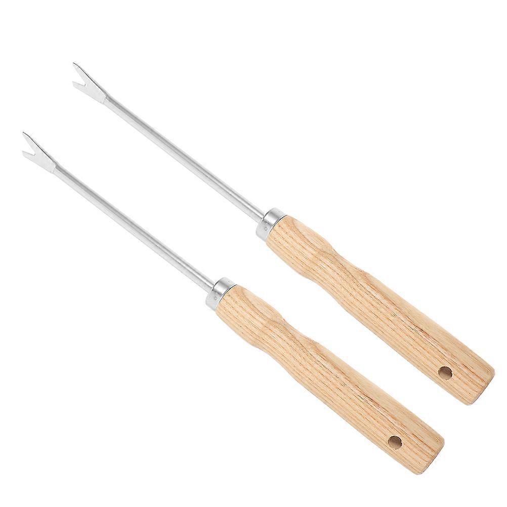 Dandelion Grass Puller Tool for Gardening with Wood and Iron Material Assorted Color 2Pcs