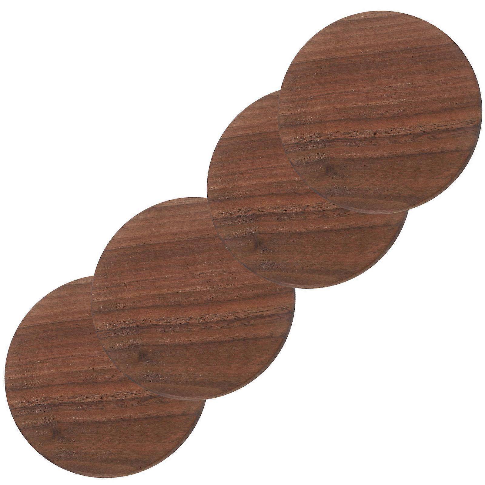 Table Cup Coasters Anti-Scalding Mat Square Wood Coffee Color For Drinks 4Pcs