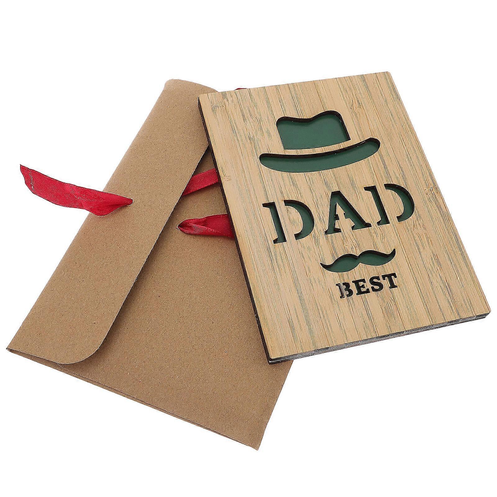 Wooden Father's Day Greeting Card – Thick, Craftsmanship, Unique Blessing Design for Celebration Present