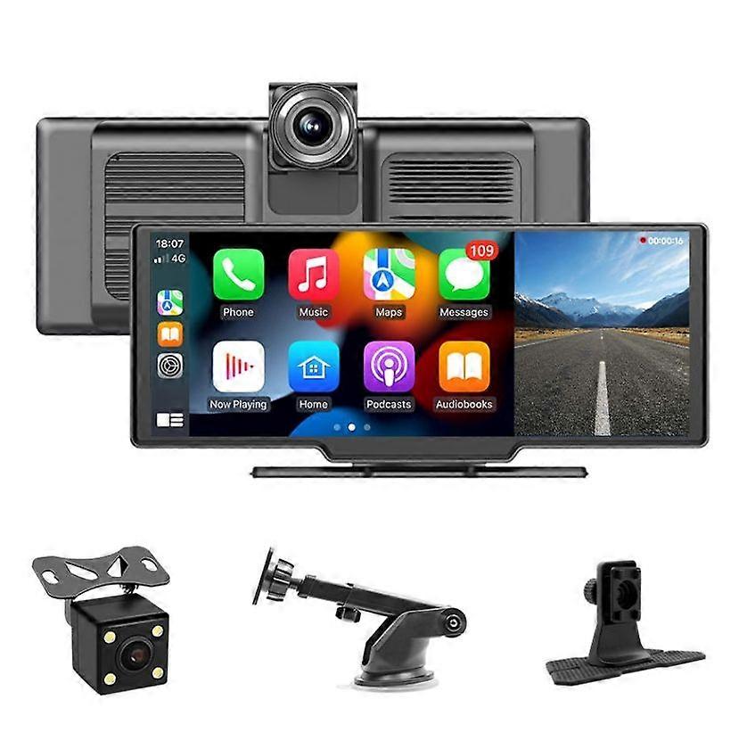 10.26inch Portable Wireless Carplay, 2.5D HD IPS Touchscreen, Android Auto, Mirror Link, GPS Navigation, Bluetooth 5.0, FM Transmitter