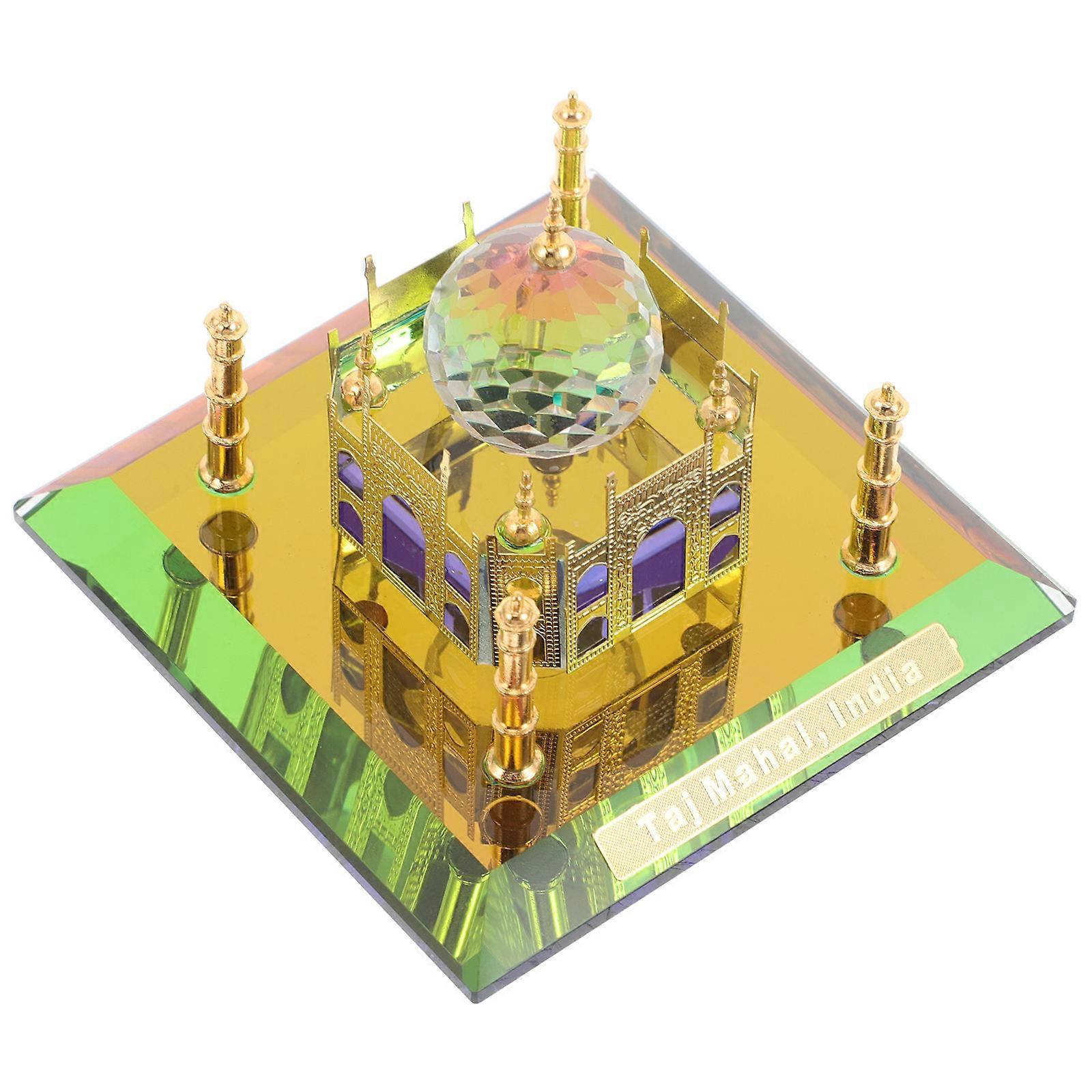 Taj Mahal Model Decorative Crystal Architecture for Home Golden