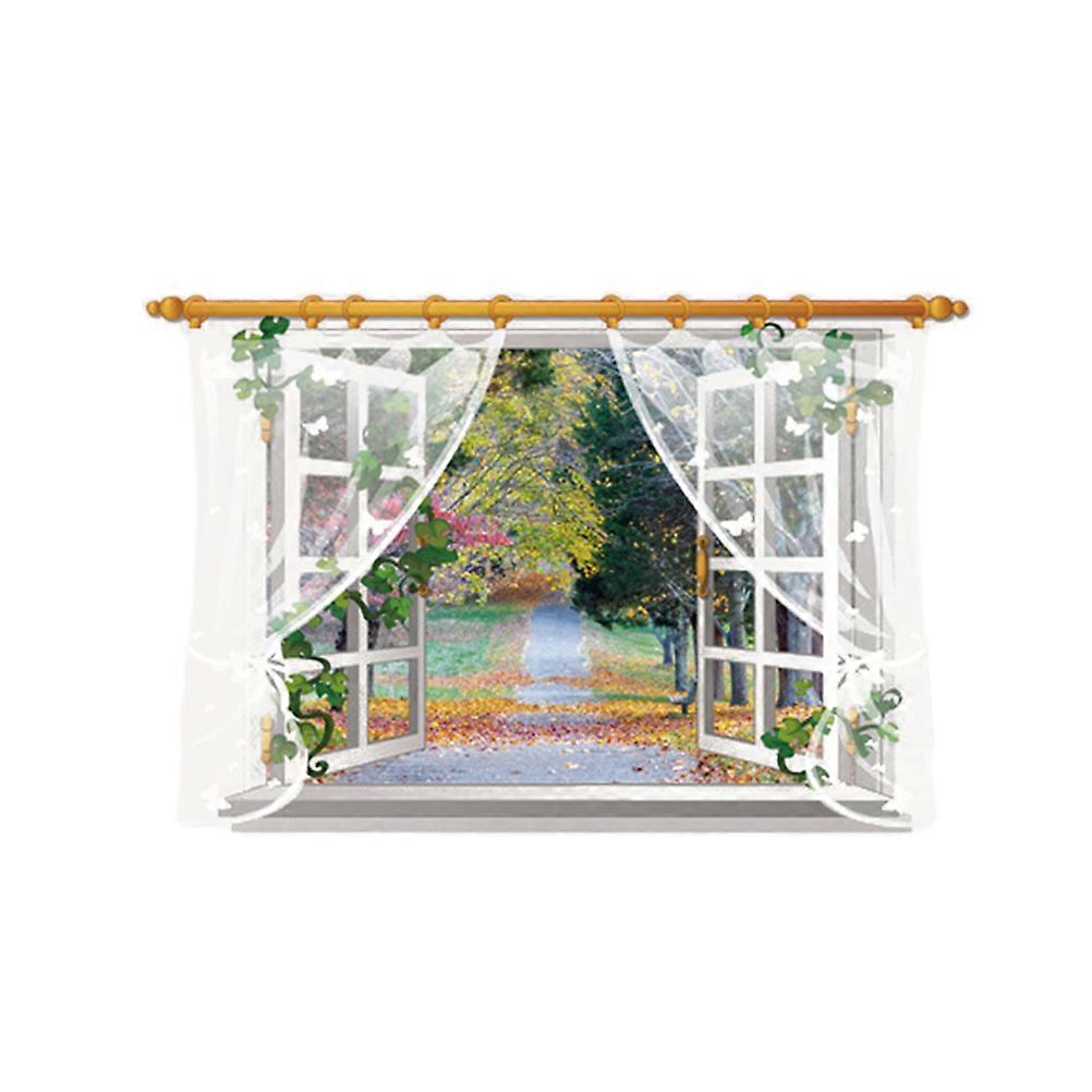 Creative 3D Wall Decal Fake Window Scenery For Bedroom Decoration 1Set