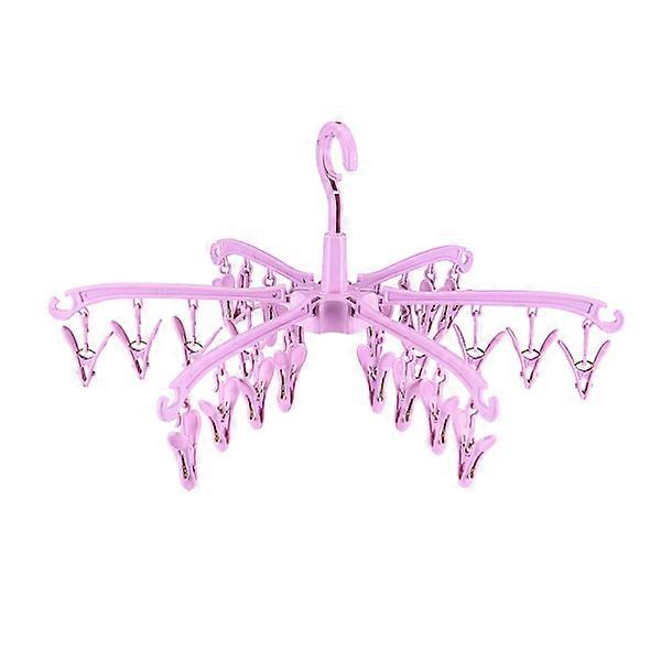 Foldable Drying Rack with 24 Clips Rotatable (Pink)