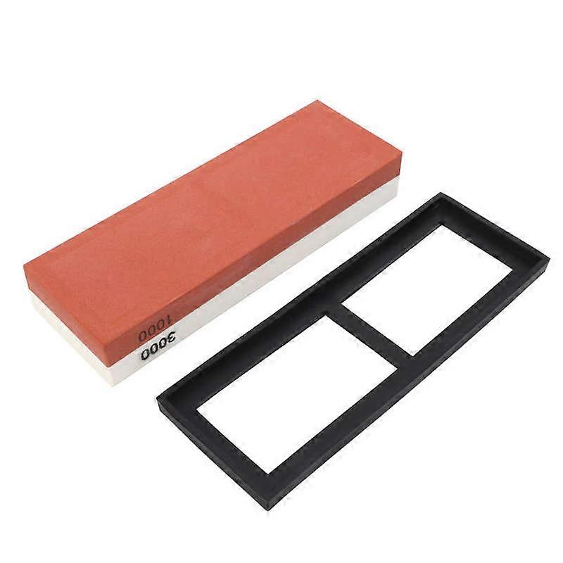 Household knife sharpening stone white corundum whetstone with base 1000 Grit + 3000 Grit