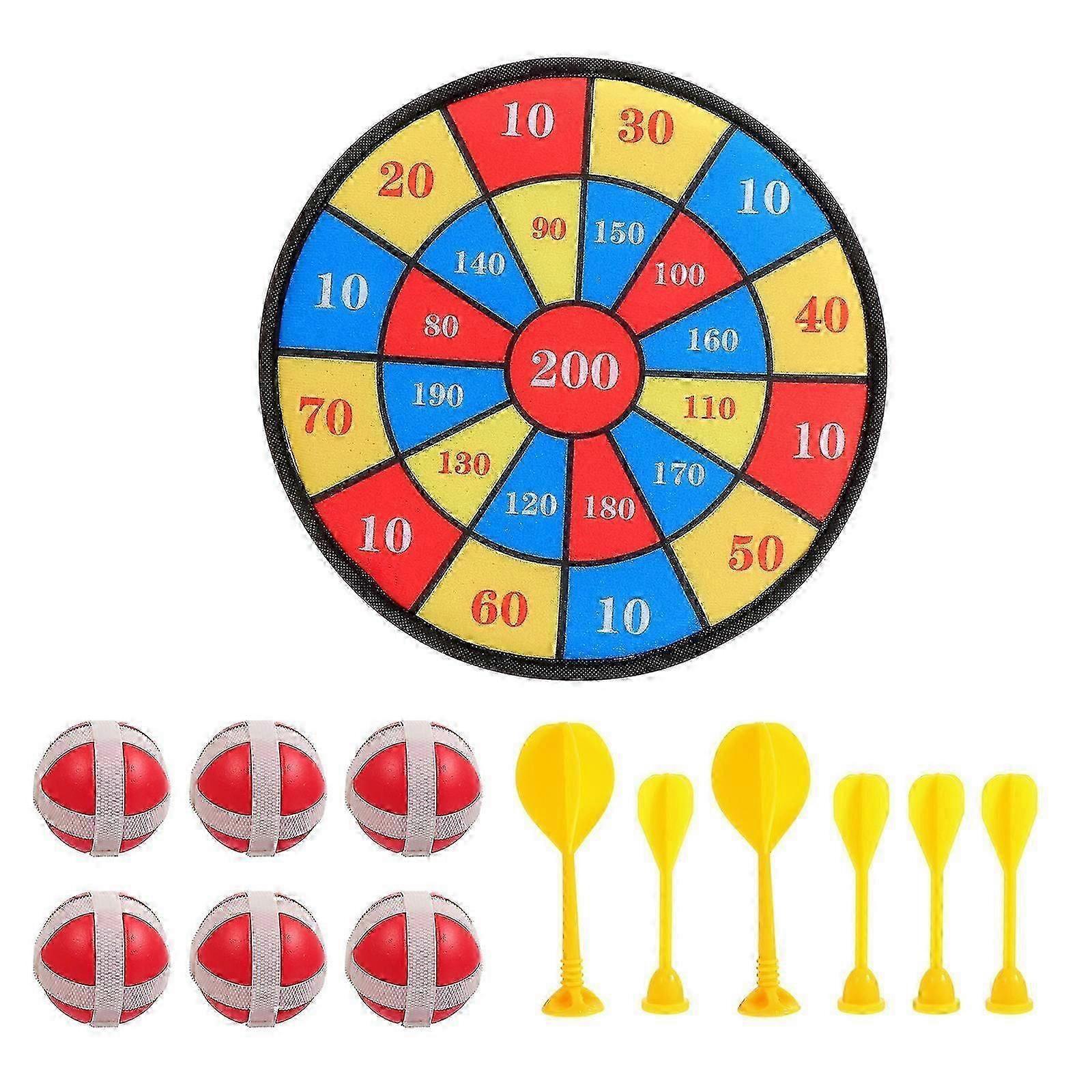 13 Pcs Kids Dart Board Game Set with Safety Darts & Throwing Balls - 30x30cm Colorful Toys
