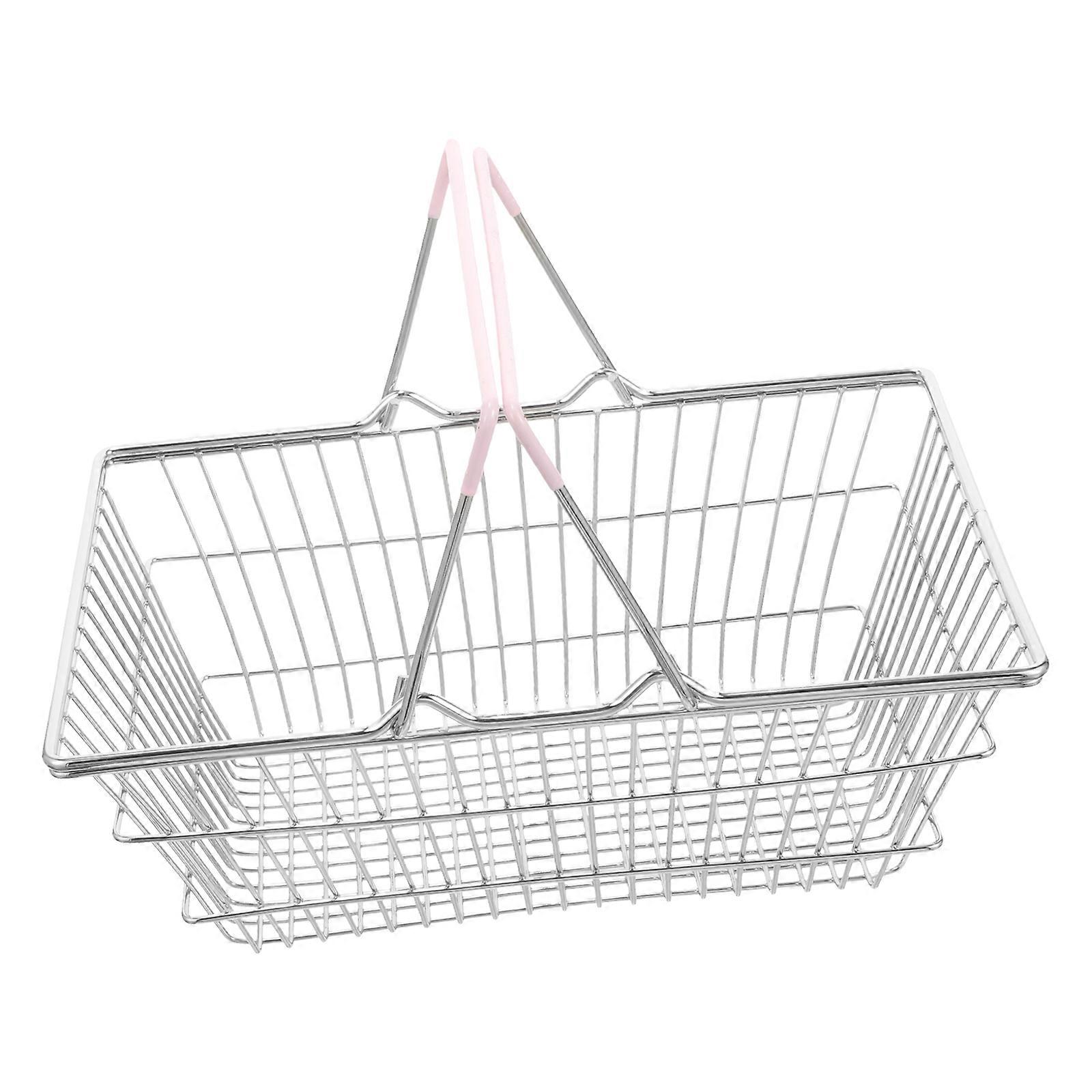Portable Shopping & Storage Basket with Handle Lightweight, Multi Functional Storage Container for Kitchen, Bedroom, Bathroom and Dormitory Use