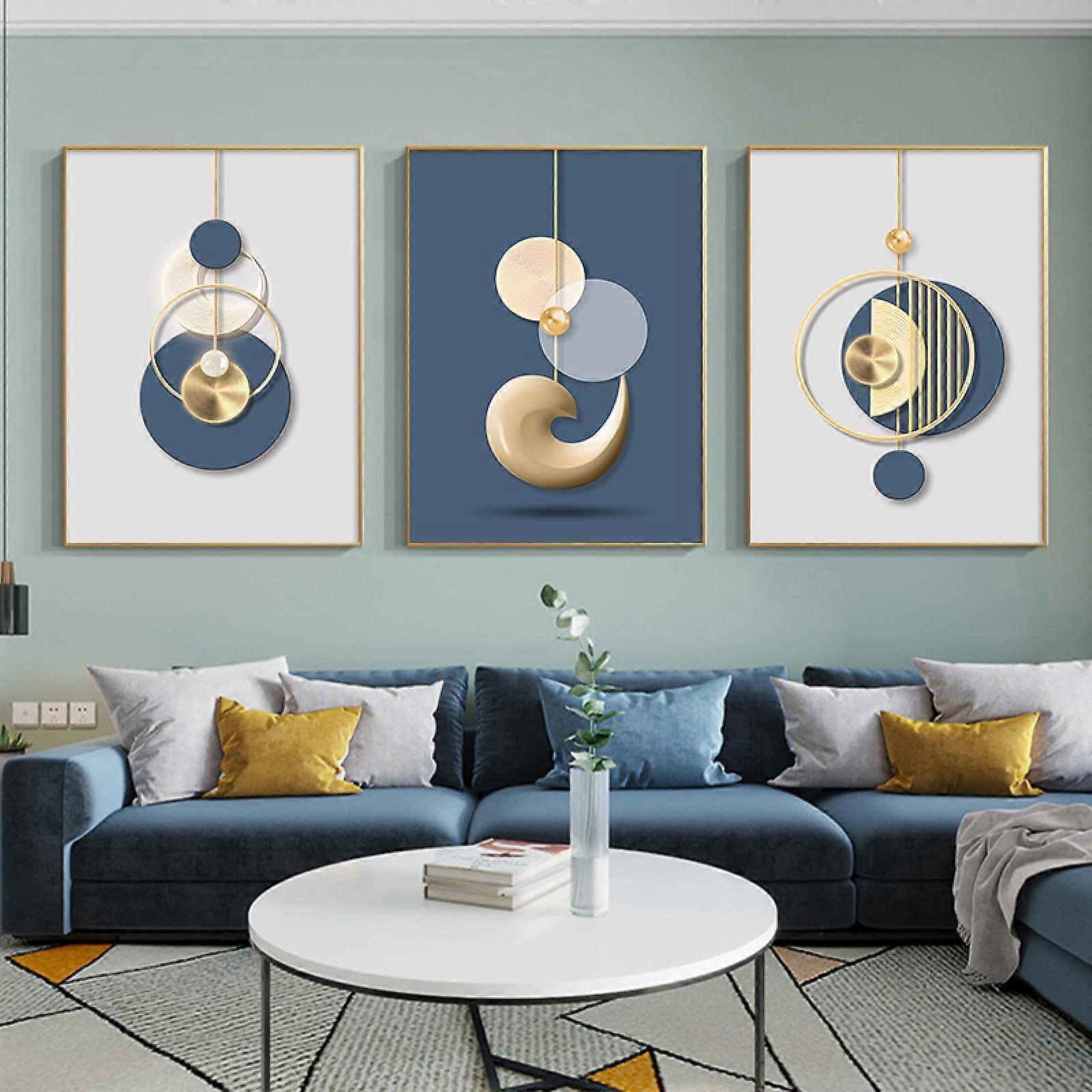 Abstract Geometric Pattern Poster Print Canvas Art 55x75cm Modern Minimalist Wall Decor for Living Room Frameless Set of 3