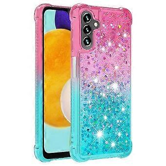 For Samsung Galaxy A54 5G TPU Mobile Phone Case Gradient Quicksand Mobile Phone Back Cover (Pink Sky Blue)