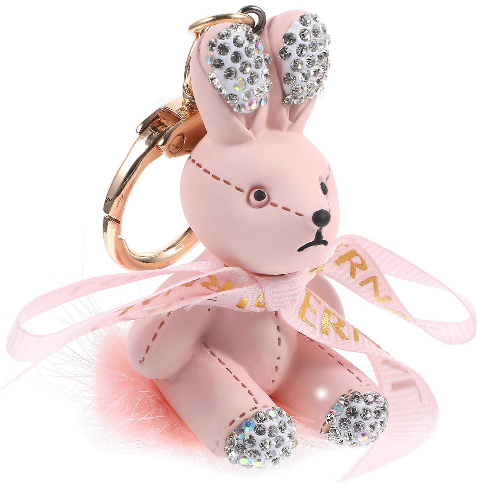 Soft Bunny Keychain Decor For Photography Outing Featuring Plush And Metal Material 1Set