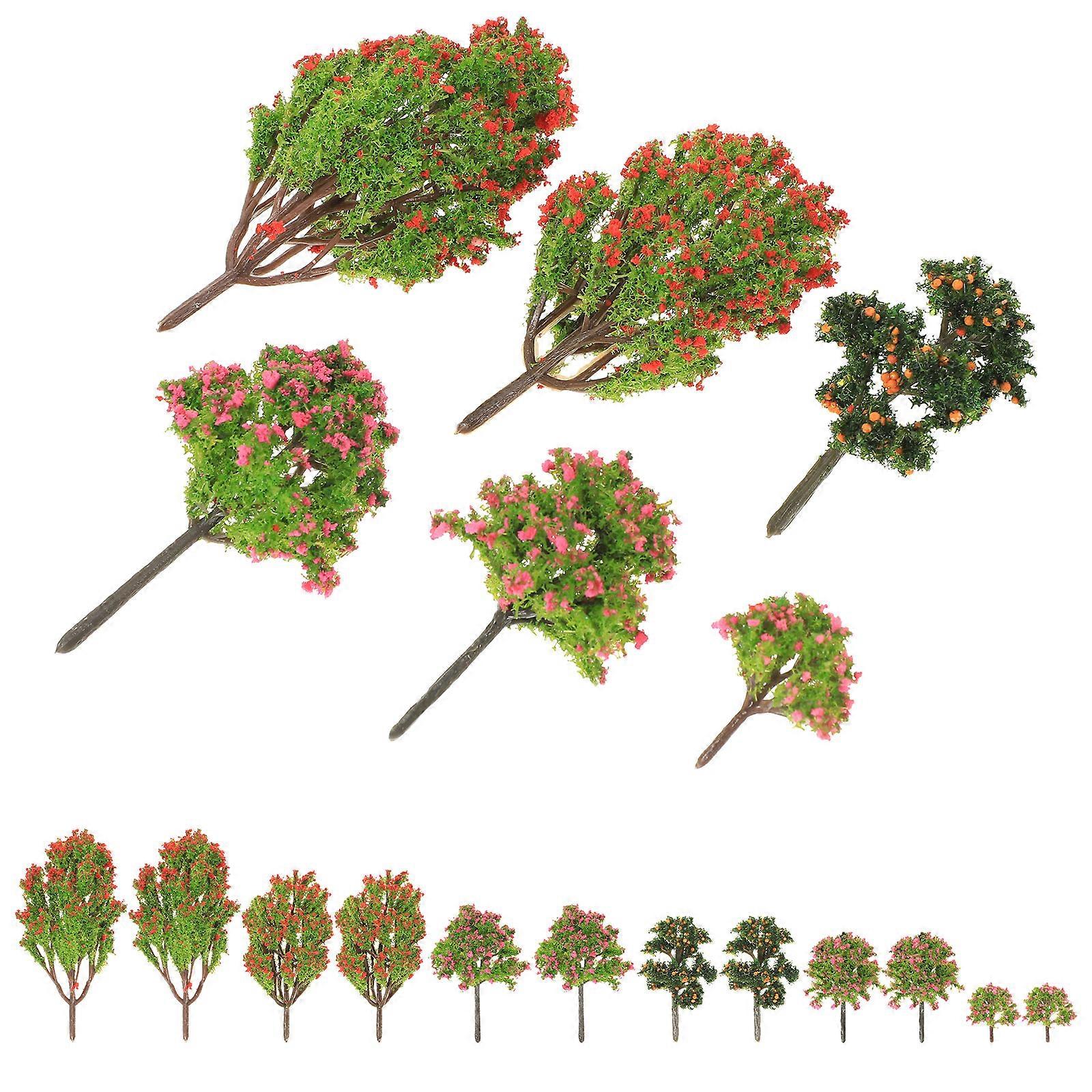 Miniature Trees For Models 18Pcs Artificial Trees Sand Table Scenery DIY Decor Assorted Color Lightweight Durable