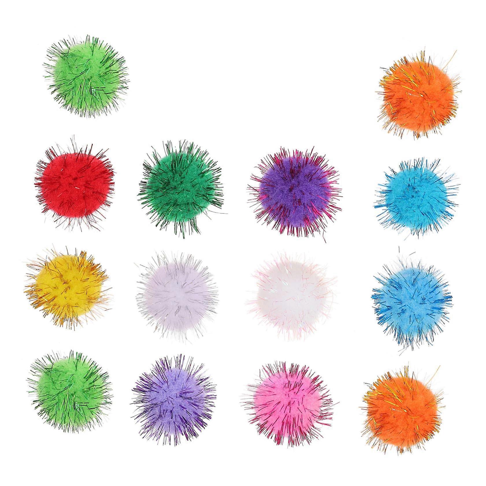 100 Pack Cat Toy Balls Plush Interactive Indoor Kitten Play Chew Scratch Activity Toys