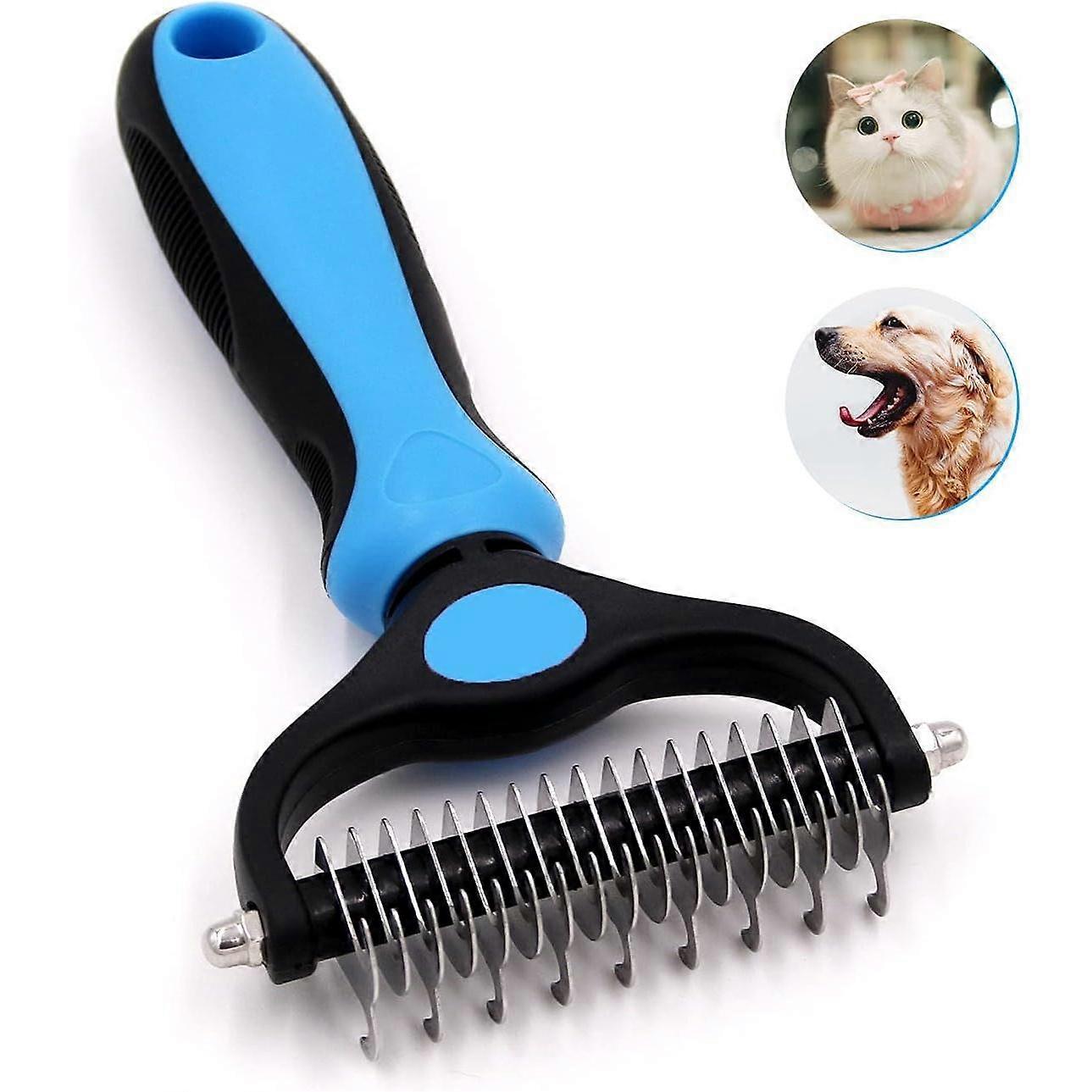 Pet Grooming Tool, Double-Sided Undercoat Rake, Safe and Effective Comb
