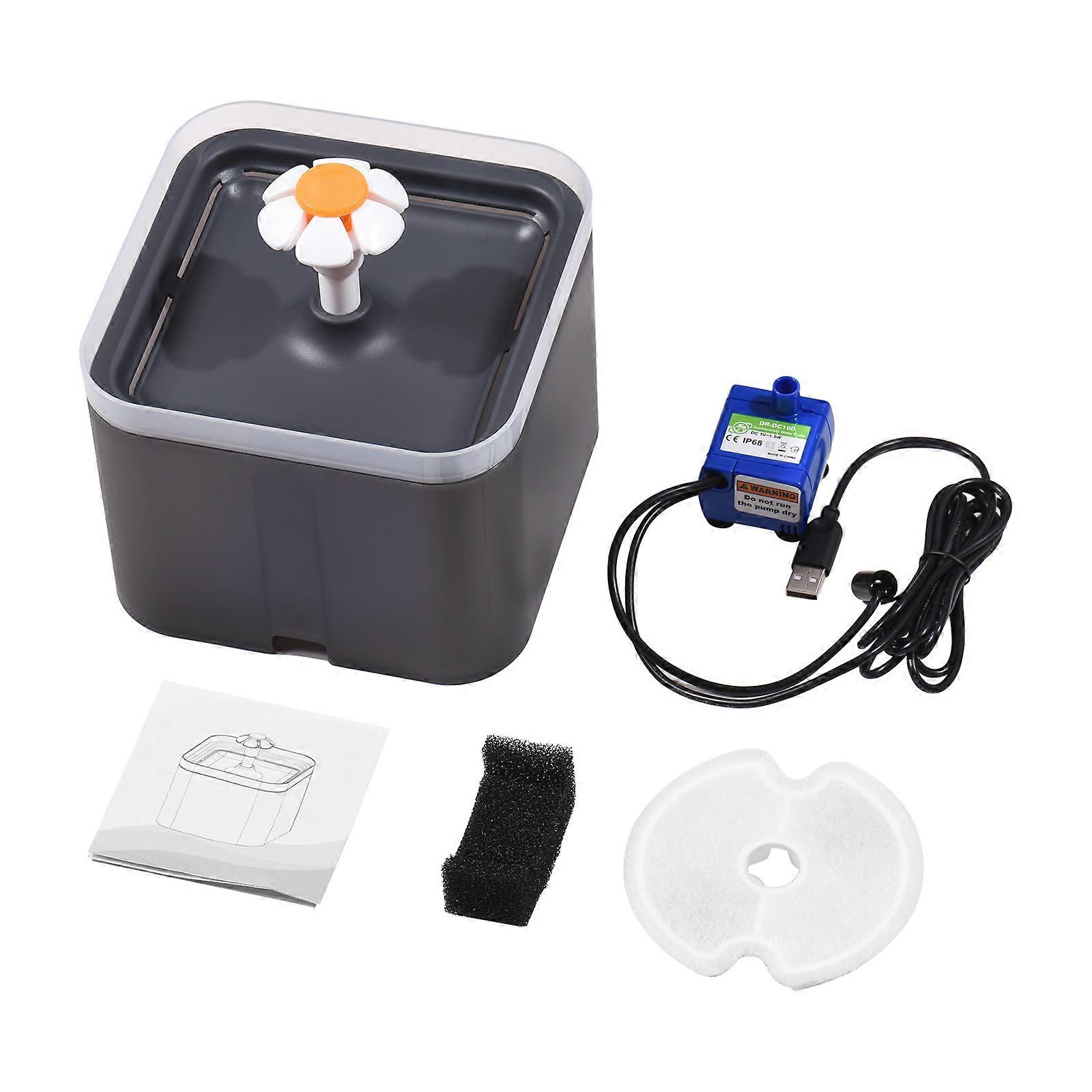 2L Large Automatic Pet Water Fountain, Low Noise, LED Light