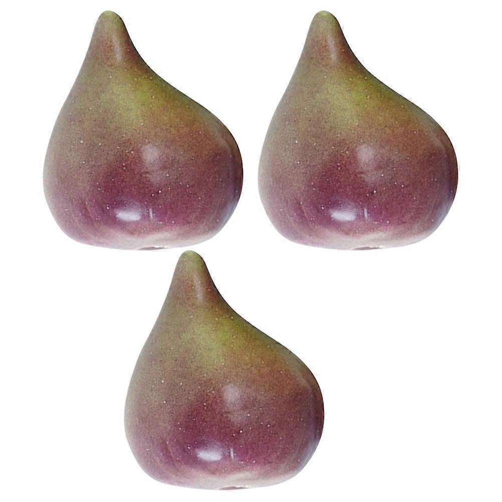 3pcs Foam Fig Artificial Fruit Models Realistic Simulated Figs Decorative Fake Fruit Ornaments for Photography Props Home Kitchen Party Display