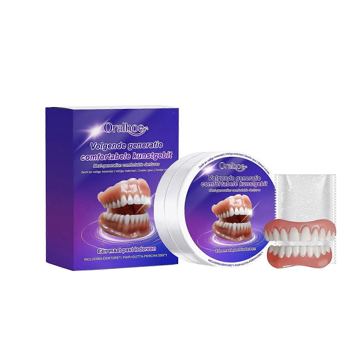 1-6pcs ORALHOE Resin Reline Denture Set for Upper and Lower Teeth, Soft Comfortable Veneers