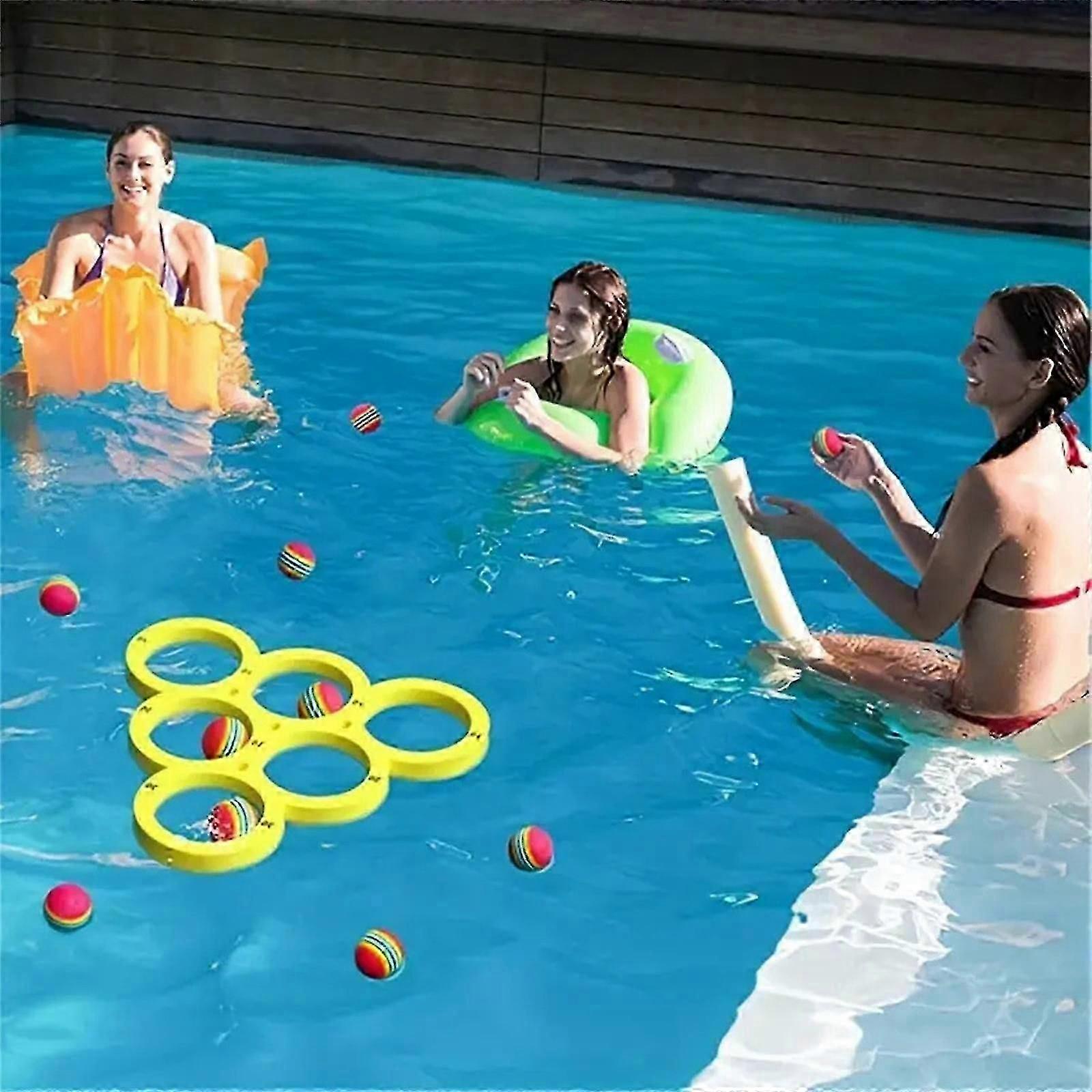 Floating Pool Tossing Game with Score Foam Board & 10 EVA Balls for Family Water Activities