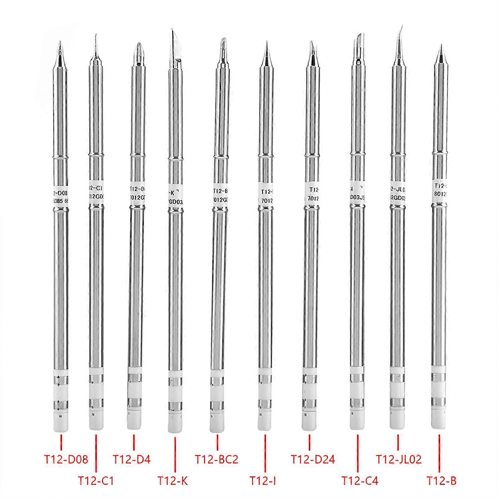10Pcs T12 Series Soldering Iron Tips Welding Tool Replacement for FX-951 Rework Station