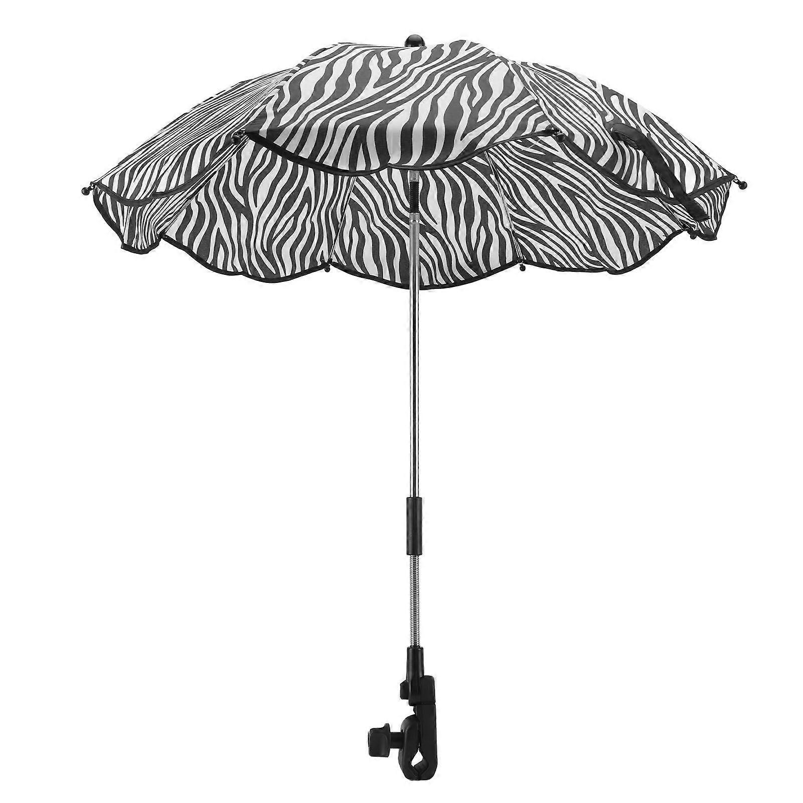 14in Universal Stroller Parasol with UV Protection Adjustable Baby Stroller Umbrella Zebra Stripe