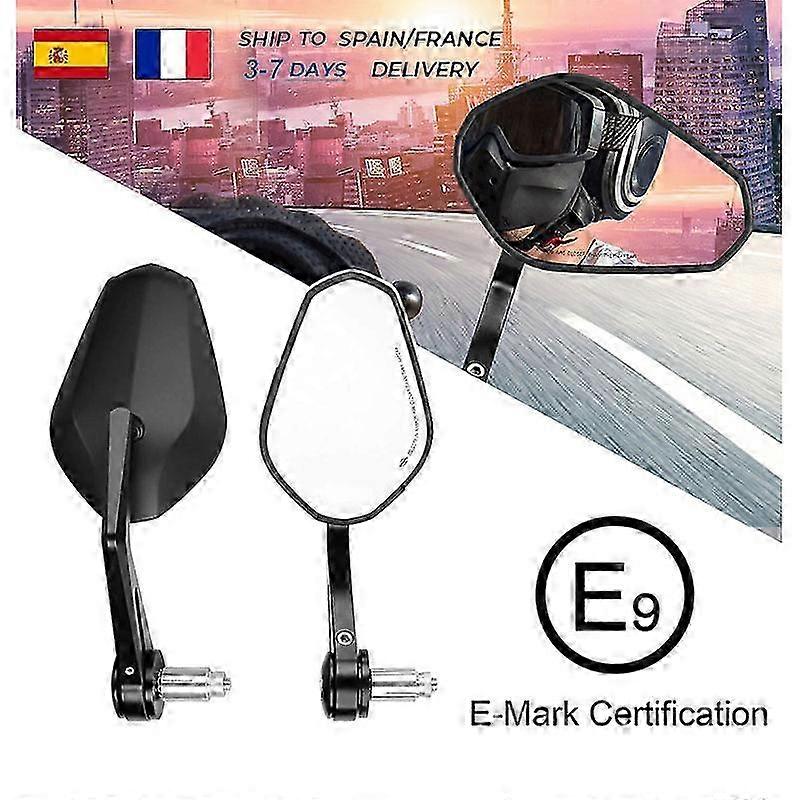 E-mark Motorcycle 7/8" 22mm Rear view Mirror Handle Bar End Mirror ...