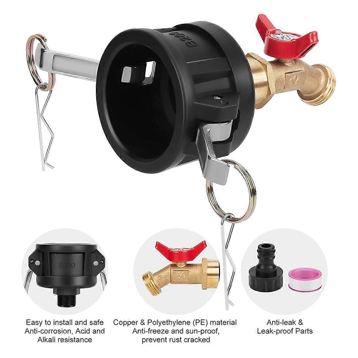 IBC Tote Adapter,2 Inch Cam Lock for 275-330 Gallon IBC Tote Tank,IBC Tote to Garden Hose Adapter wi