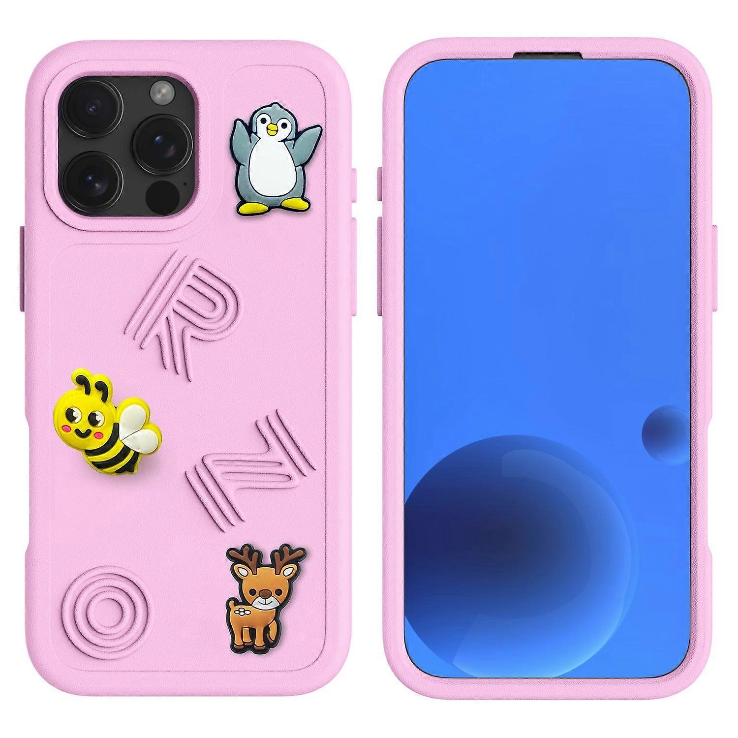 For iPhone 16 Pro Case Funny Pattern EVA Protective Phone Cover - Light Pink