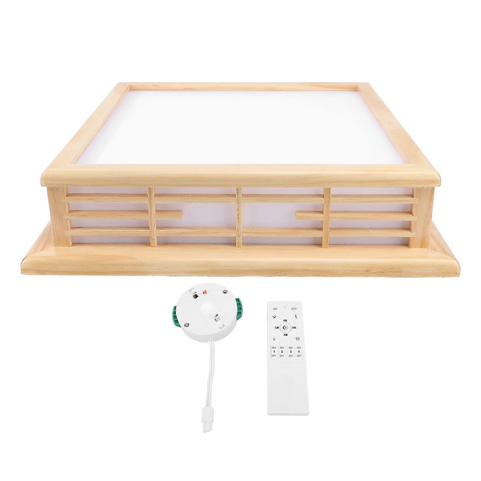 Modern Wooden LED Ceiling Light 3 Color Temperatures Remote APP Control LED Flush Mount Ceiling Light for Bedroom Laundry Room Hallway