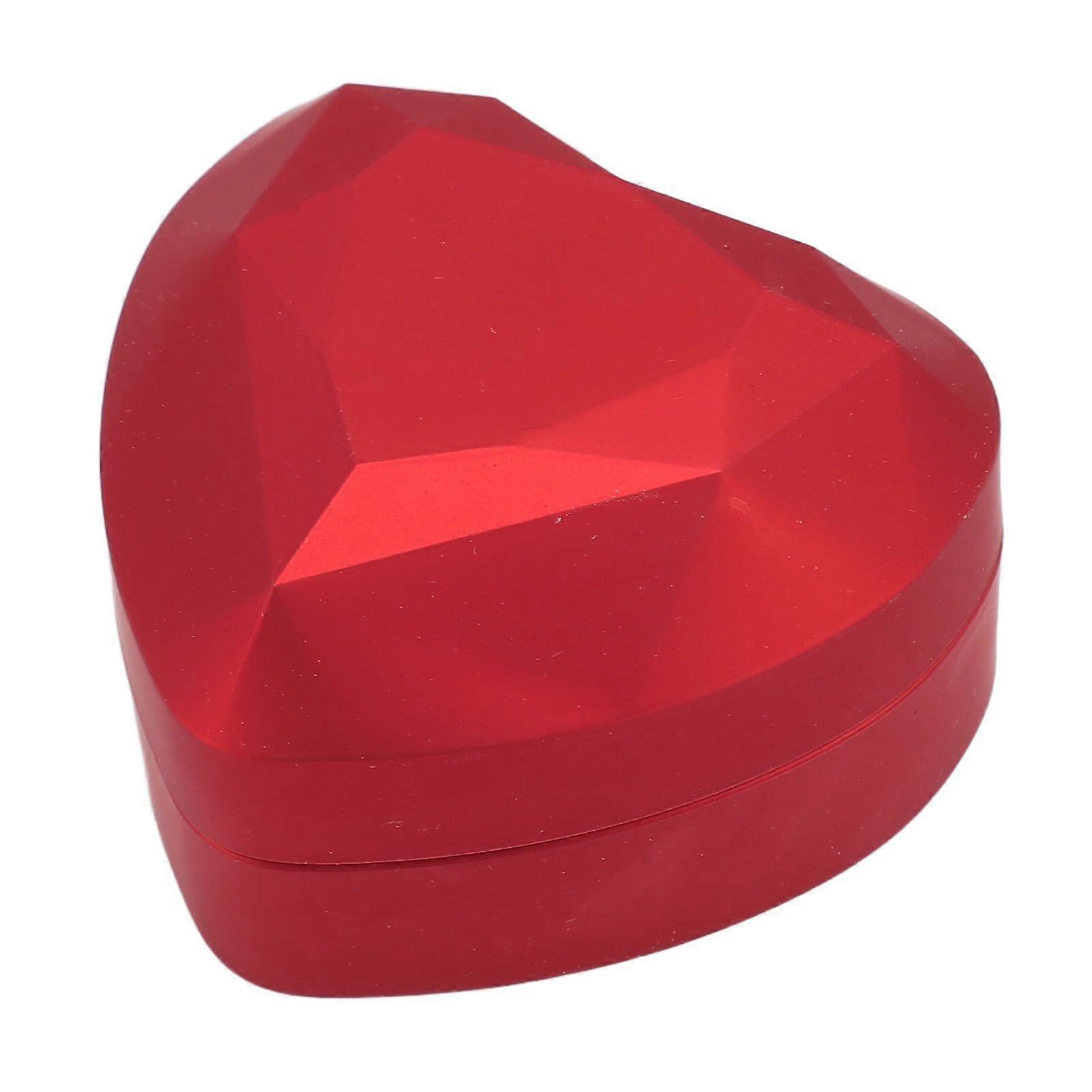 LED Light Pendant Necklace Box Large Capacity Soft Lining Heart Shaped LED Pendant Box Jewelry Gift Box for Valentine's Day Anniversary Wedding Red