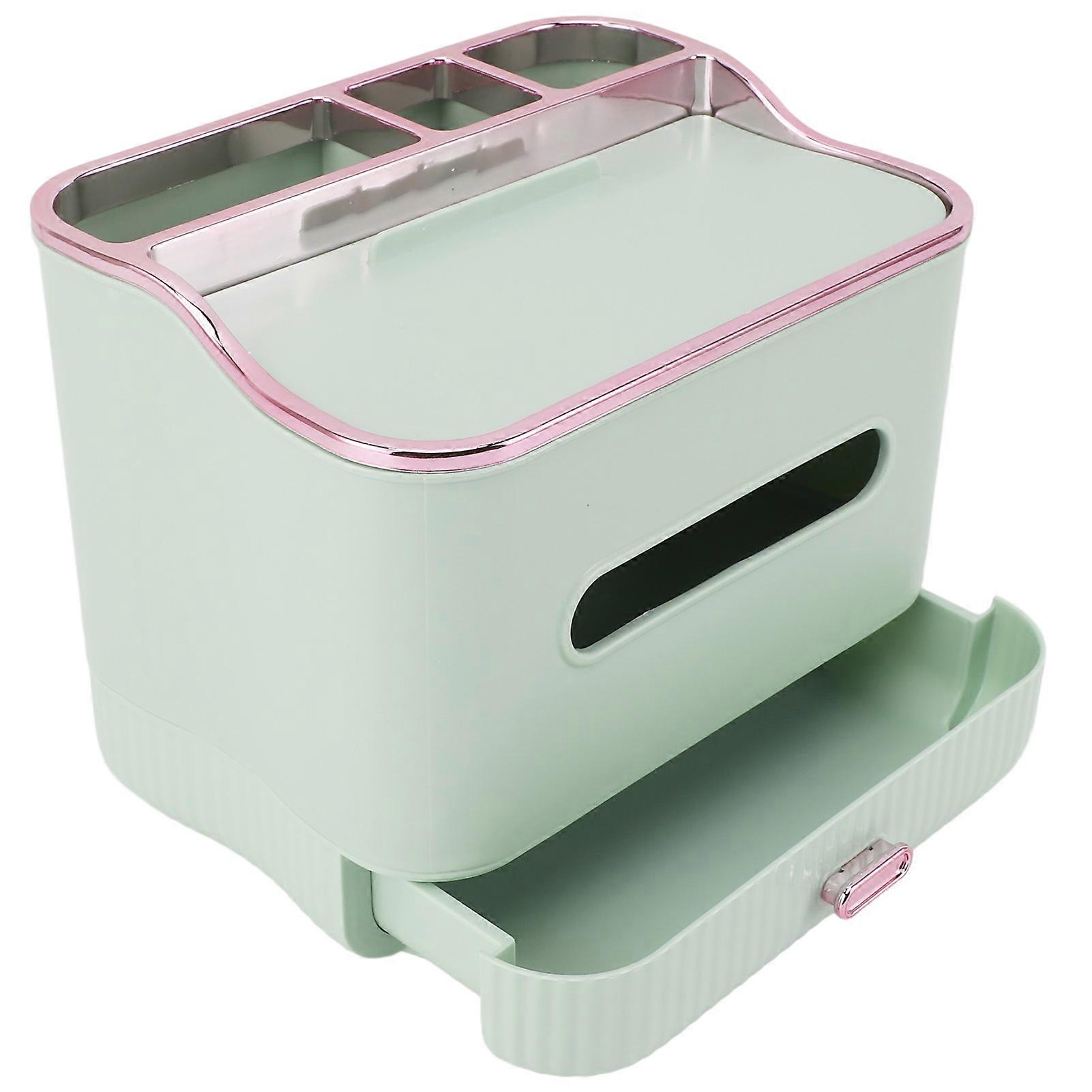 Multifunctional Pea Green PP Plastic Tissue Box Organizer for Desktop