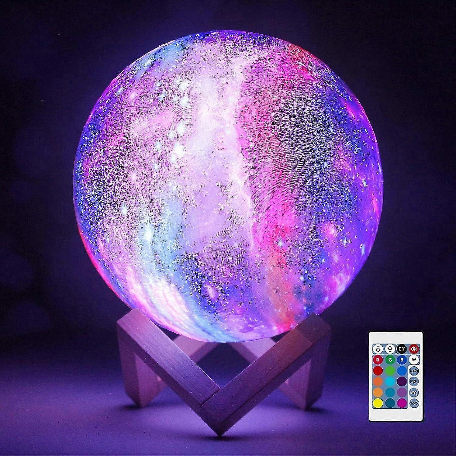 16-Color LED Night Light with Wooden Base, Touch & Remote Control for Home Decoration