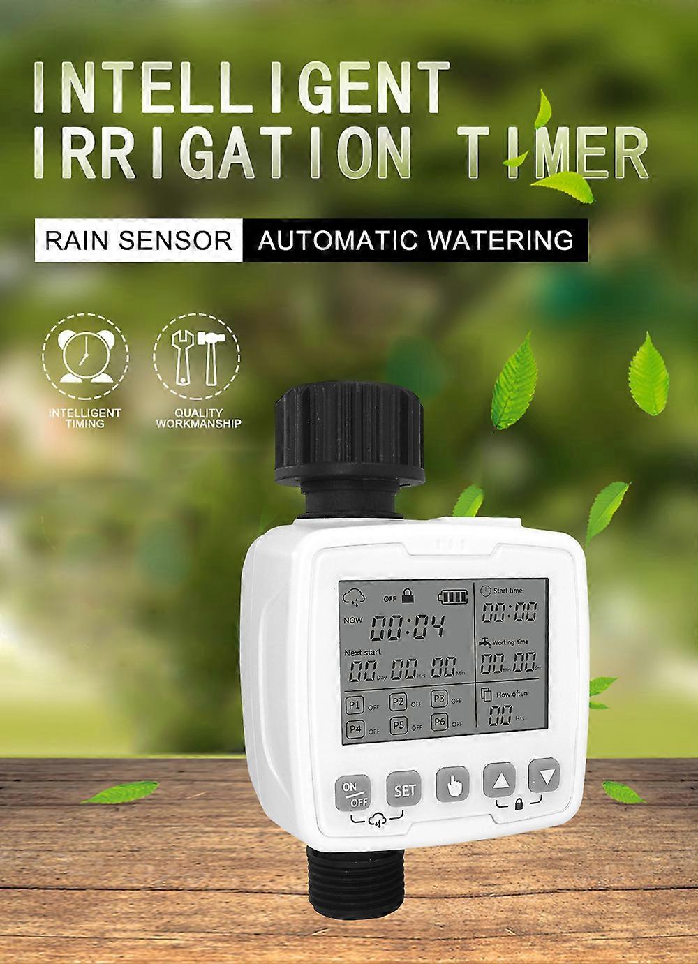Programmable Garden Sprinkler Timer, IPX5 Waterproof, 6 Programs, 80x73x138mm Gray