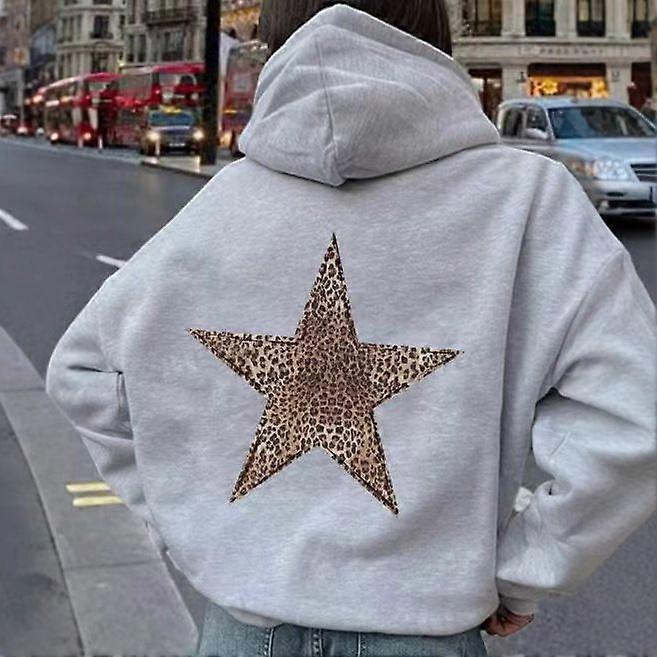 Étoile léopard imprimé à manches longues Sweat à capuche Mode Haut décontracté