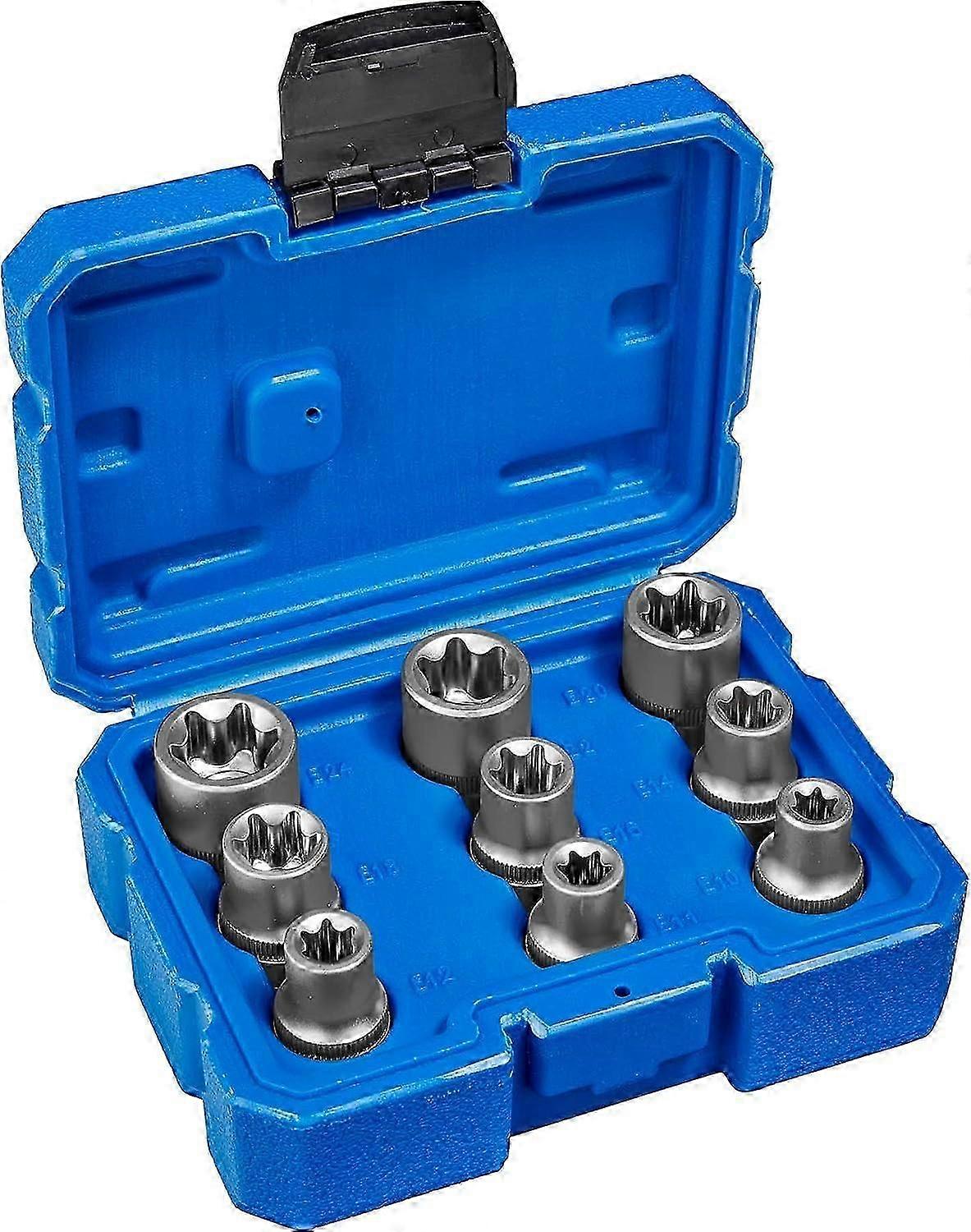 9-piece Torx socket wrench set, sockets with coding and ball groove