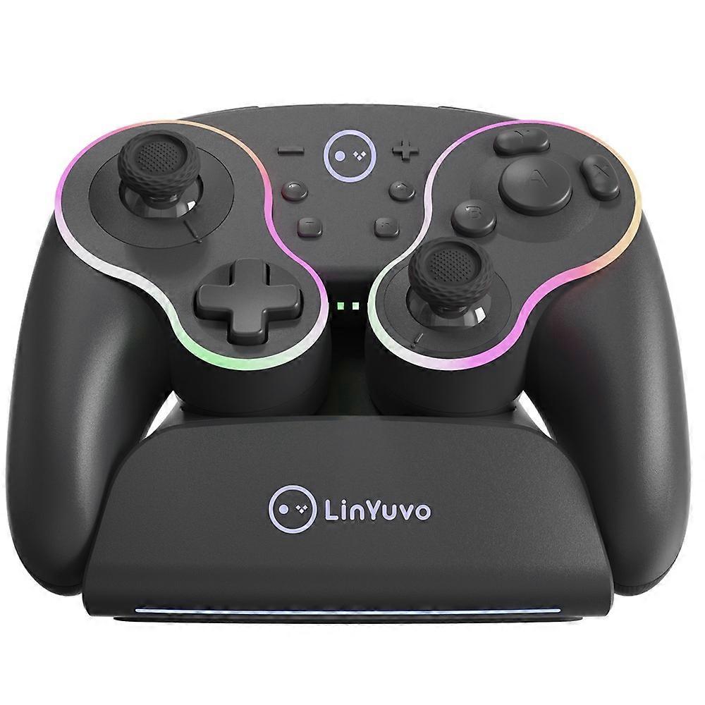 TKdaddy LINYUVO For Nintendo Switch / Tablet / Android / PC Wireless Gaming Controller with Charging Dock Mechanical Buttons Black