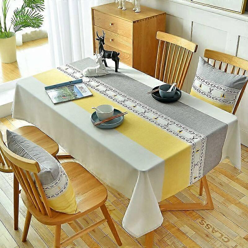 Rectangular Tablecloth Stain Resistant Cotton and Linen Table Cloth Rectangular