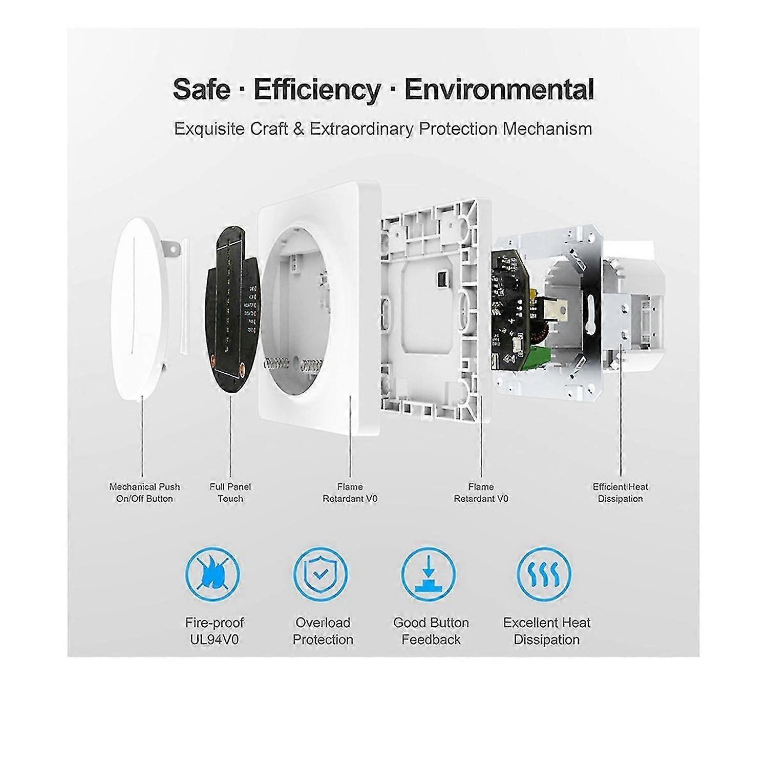 Tuya Smart Wifi Dimmer Interruttore Luce, Interruttore a Parete Touch Panel 100-240V