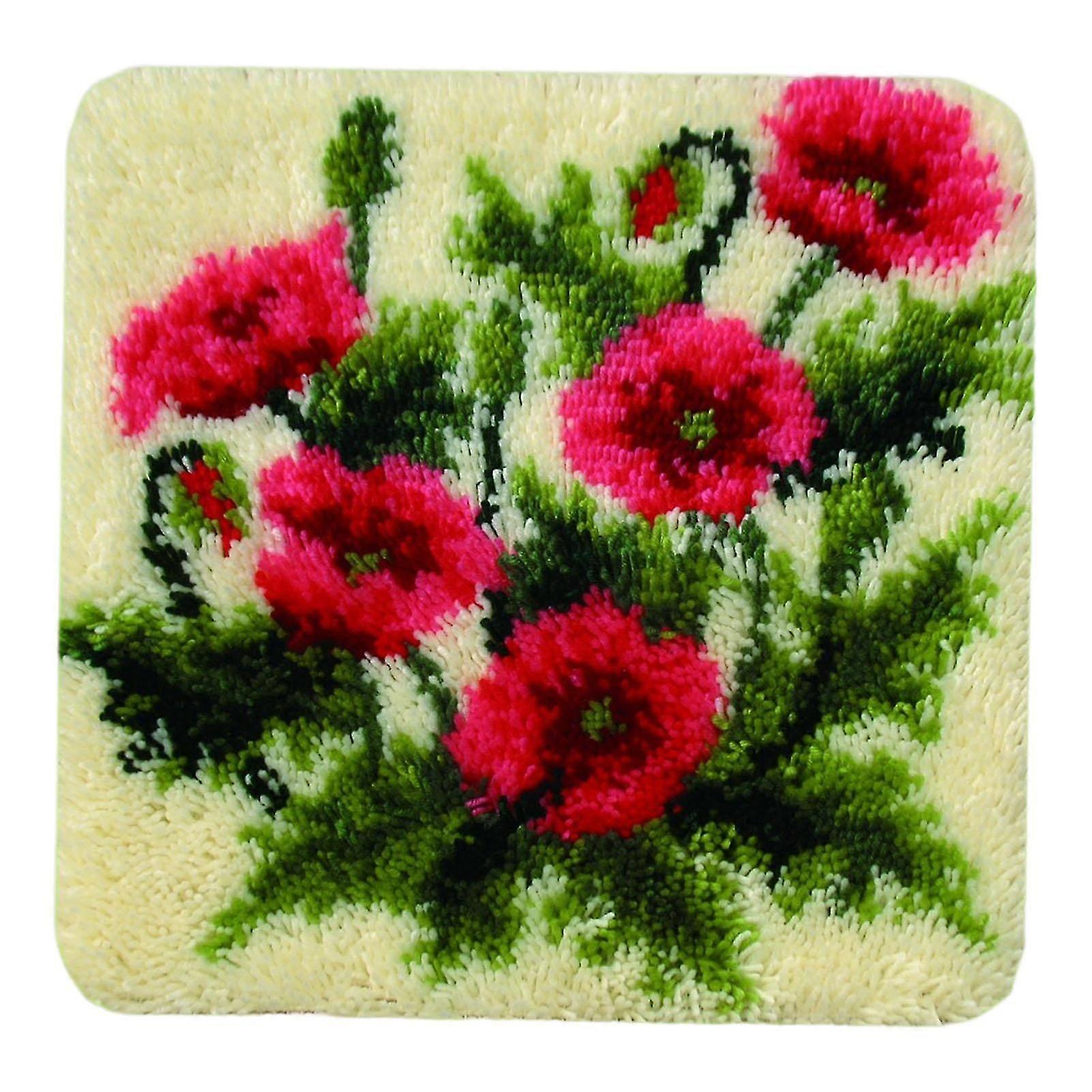 Flower Series Latch Hook Rug Kits Embroidery Carpet Needlework for Adults Kids