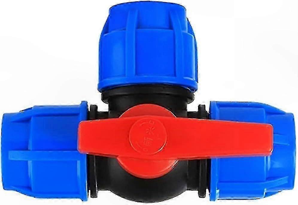 Three-Way Plastic Ball Valve with T-Type PE Pipe Connector, Quick Water Pipe Fitting, Adjustable Diameter Connection for Plumbing