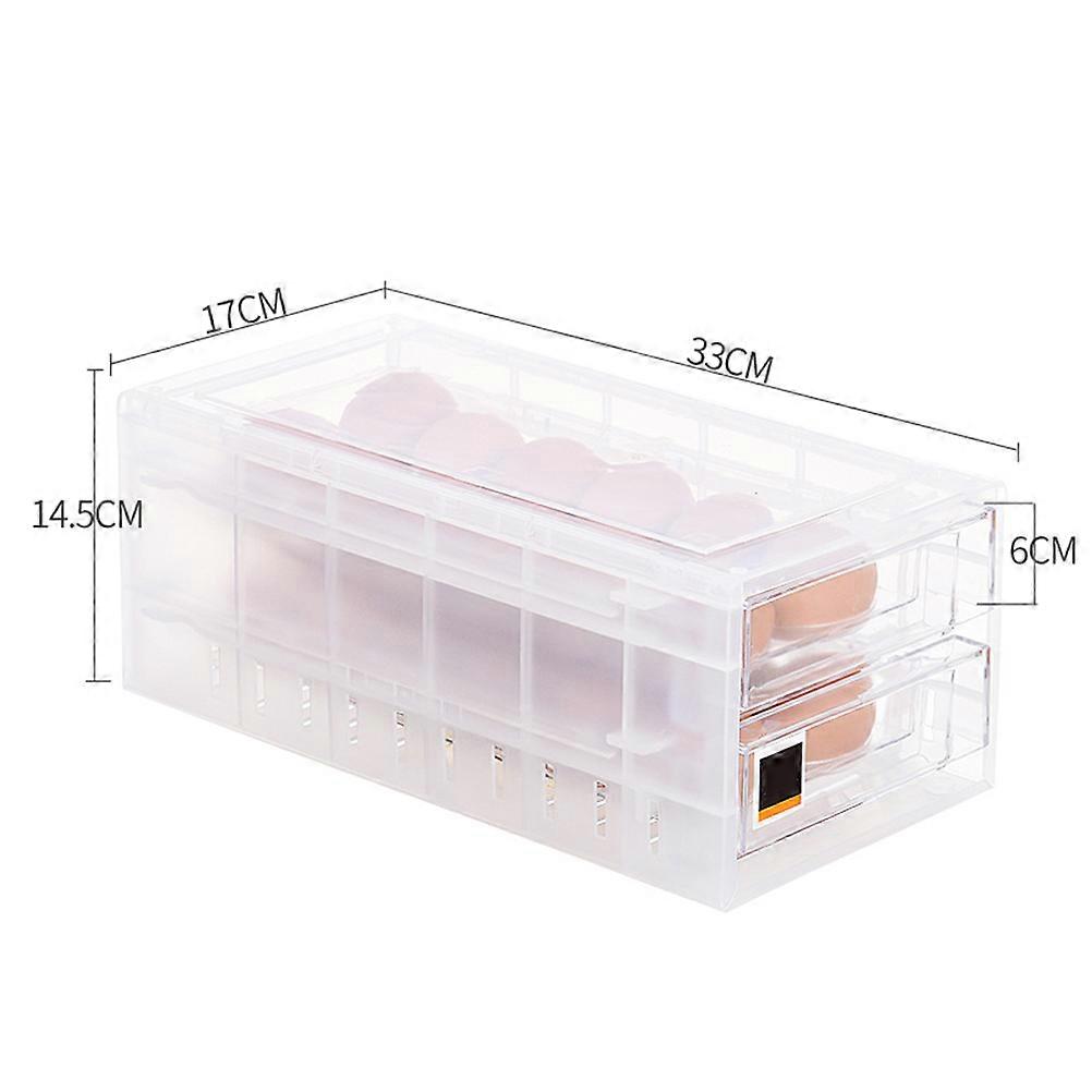 Egg Box Double Layer Drawer for Eggs Holding 1Pcs Transparent Plastic Holder