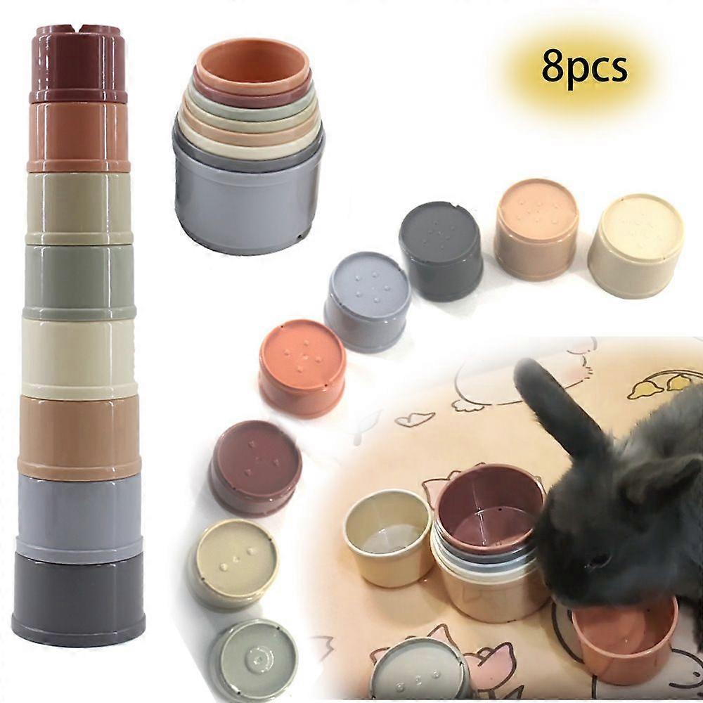 8 Stacking Cups, Stackable Rabbit Mugs, Pet Toys, Rabbit Toys for Hiding Food and Play Time, Funny Stackable Cups for Small Rabbits
