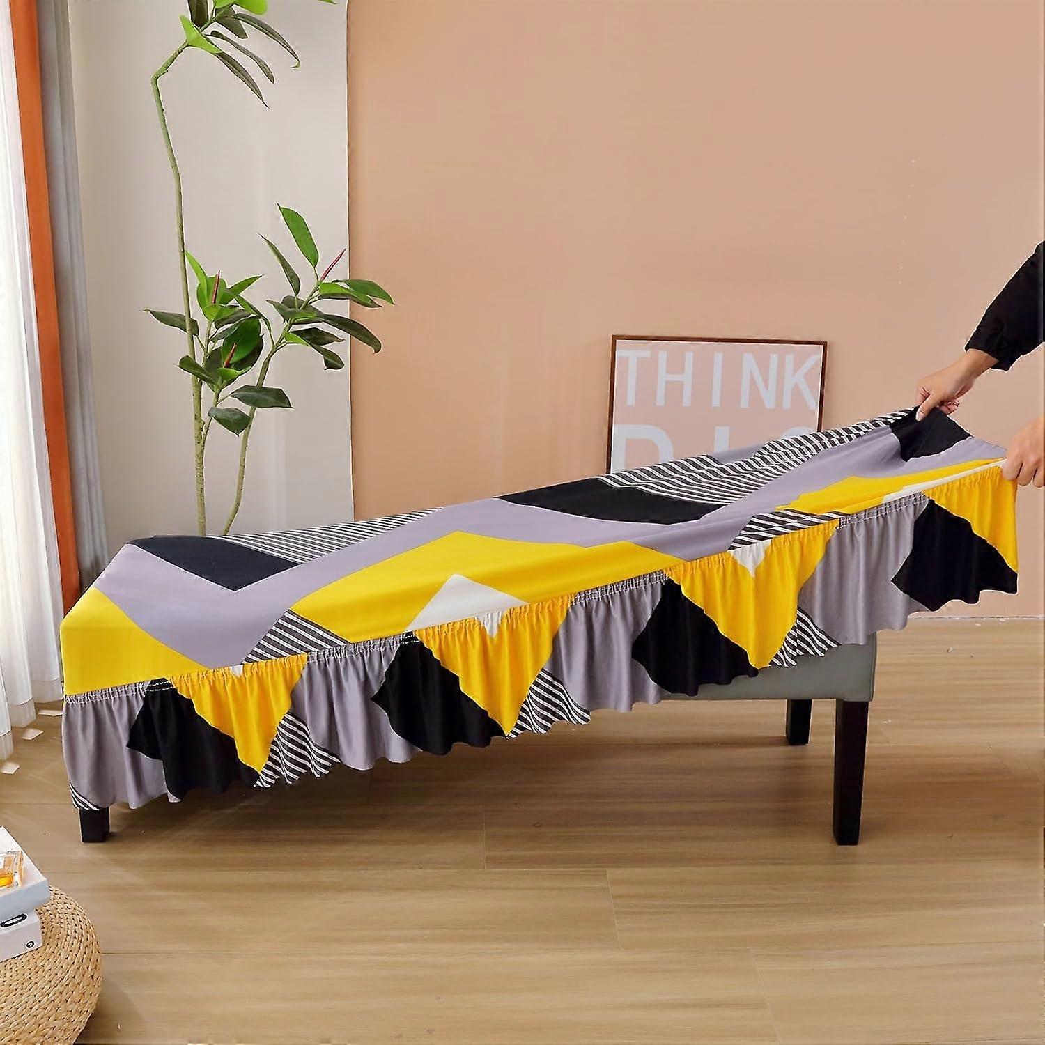 Bench Slipcover Rectangular Dining Bench Cover, Stretch With Skirt Ruffle, Piano Seat Cushion Slipcovers, Color 12