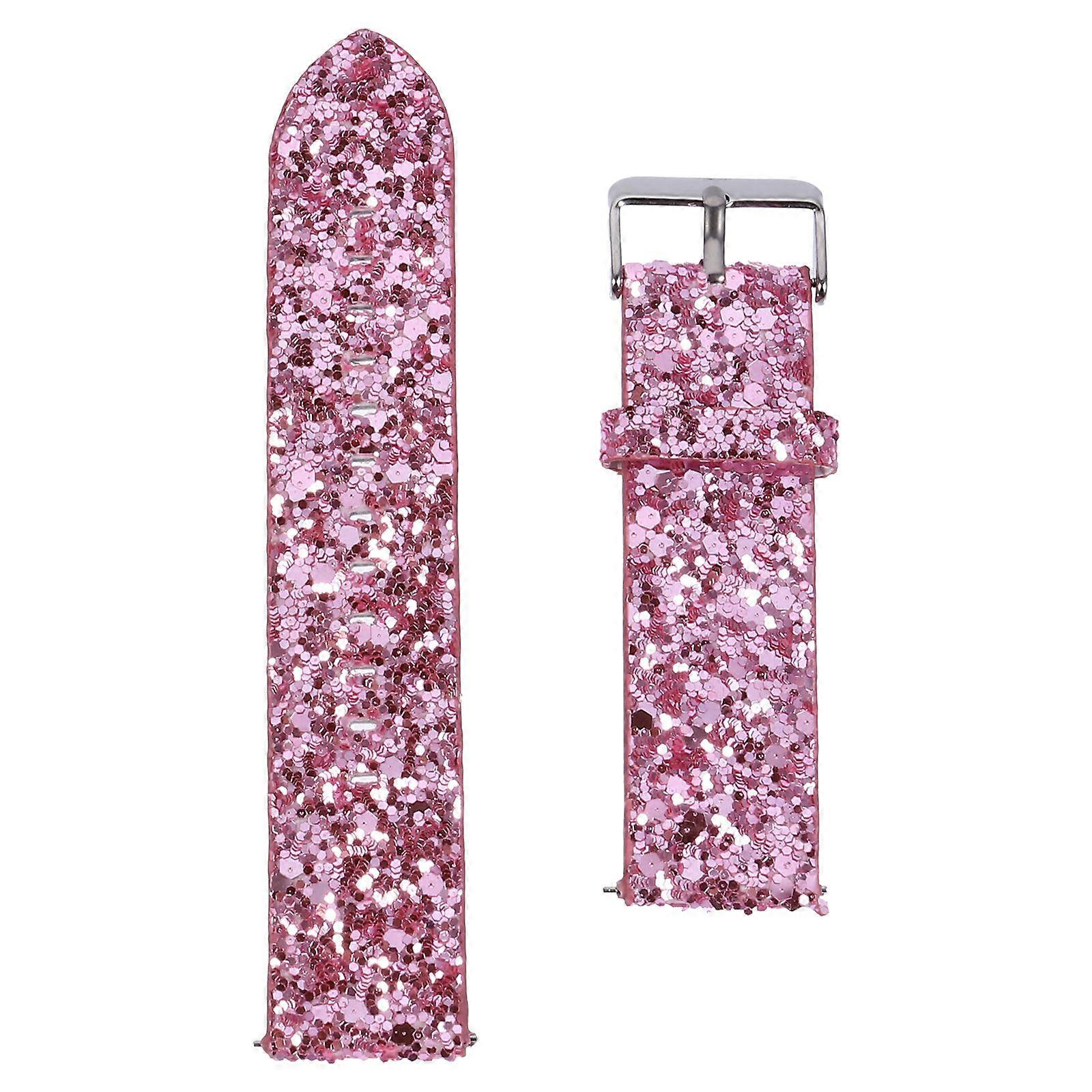 Replacement Watch Belt for Watch 3 4 5 with Shiny Pink PU Strap 1Pcs