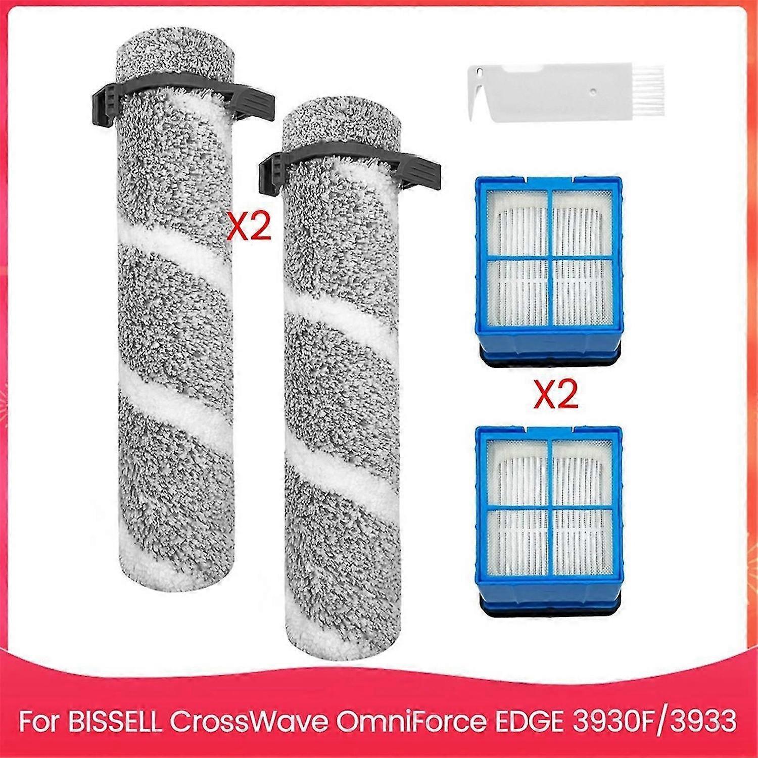 Brush Rolls & HEPA Filters Accessories Kit for BISSELL CrossWave OmniForce EDGE, 3930F/3933 Cordless