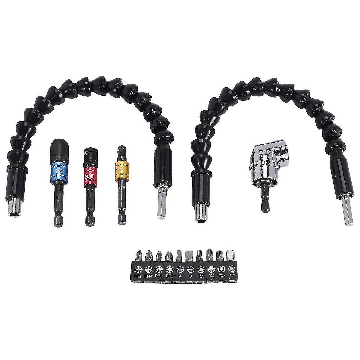 Flexible Drill Extension Hex Shank Drill Nut Driver Bit Set, 3Pcs Universal Socket Adapter Set, Scre