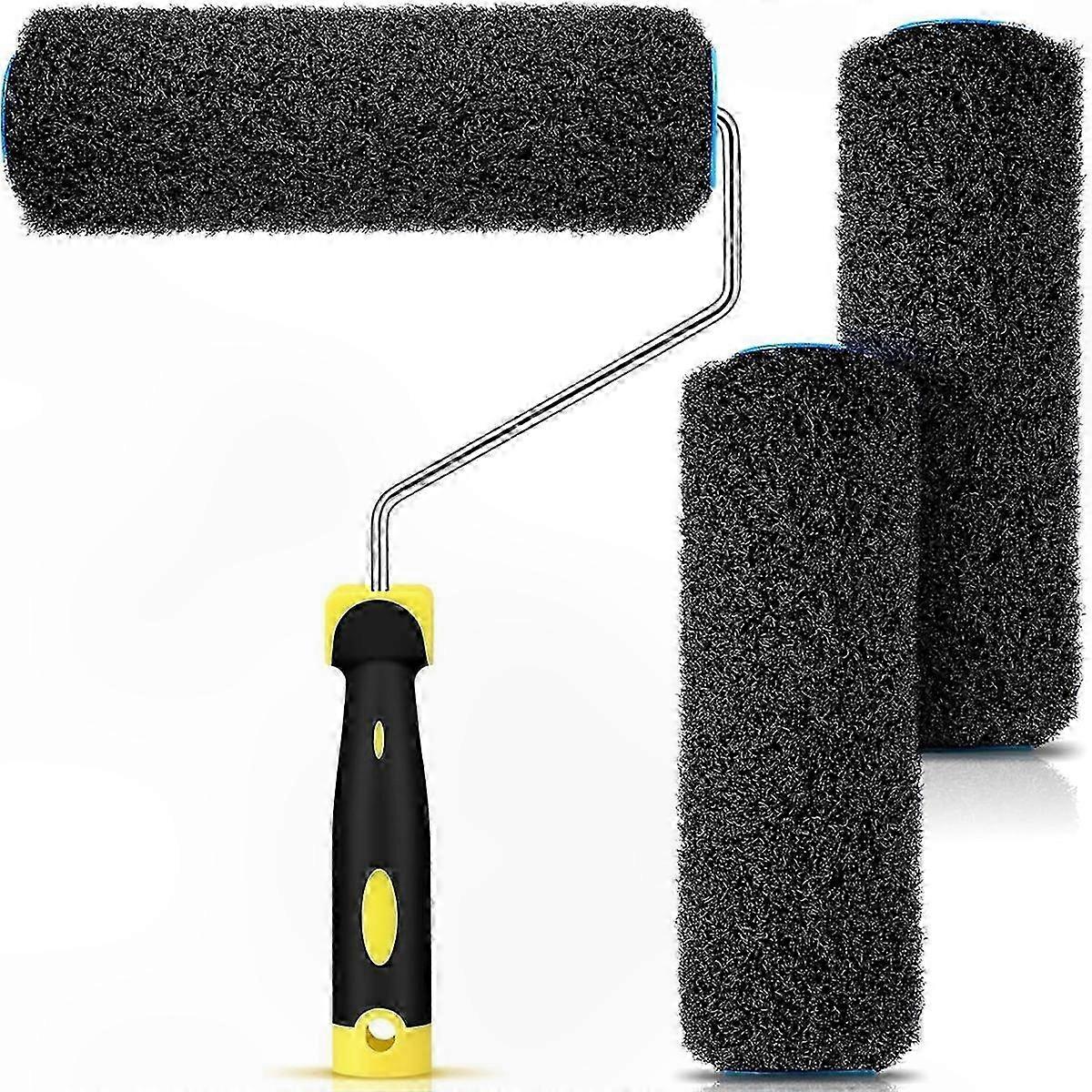 3-Pack Texture Roller Covers with Paint Frame for Drywall Finishing