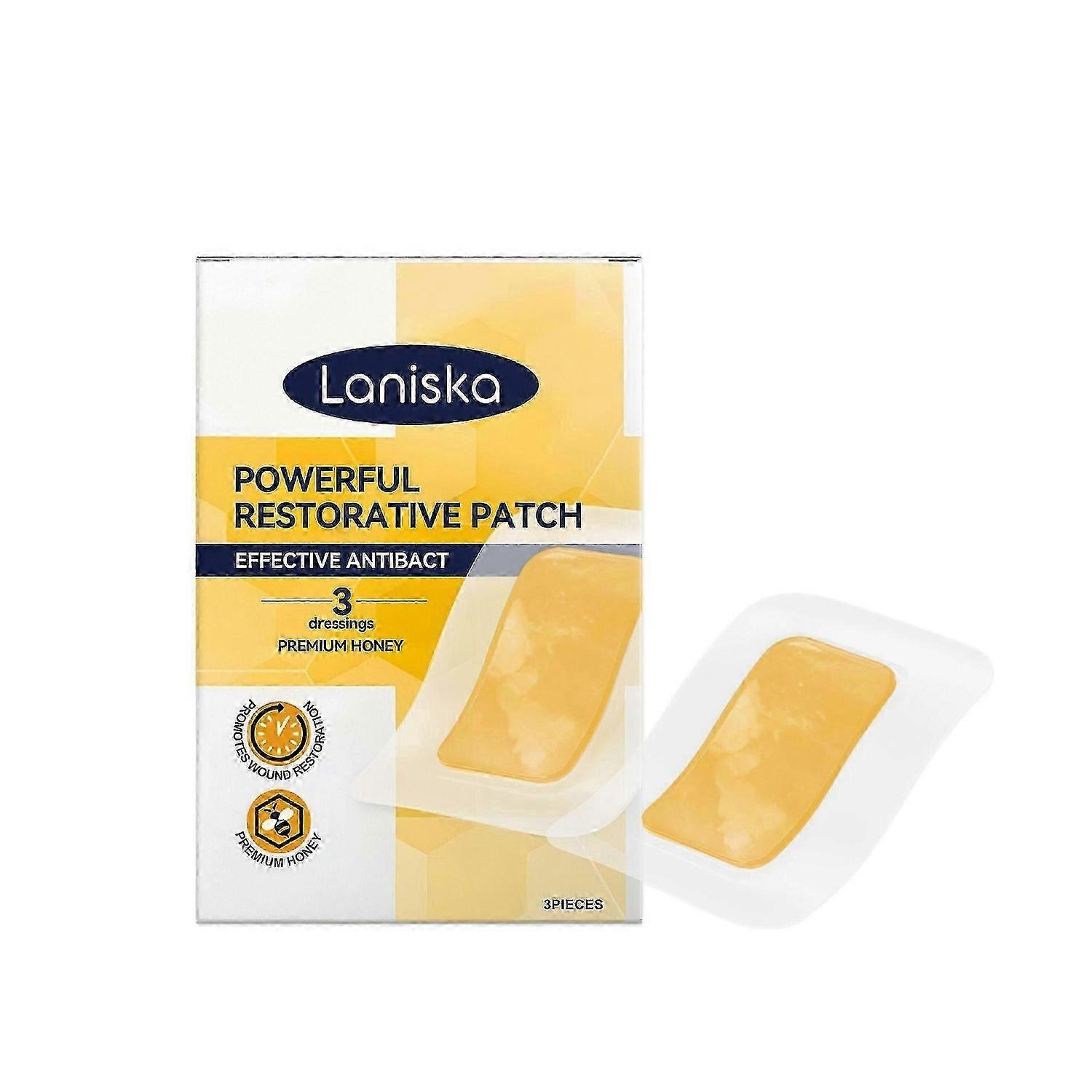 3-Pack Antibacterial Honey Healing Patches for Cuts, Burns & ScrapesNatural Wound Recovery with Tea Tree Oil | Soft, Skin-Friendly Adhesive